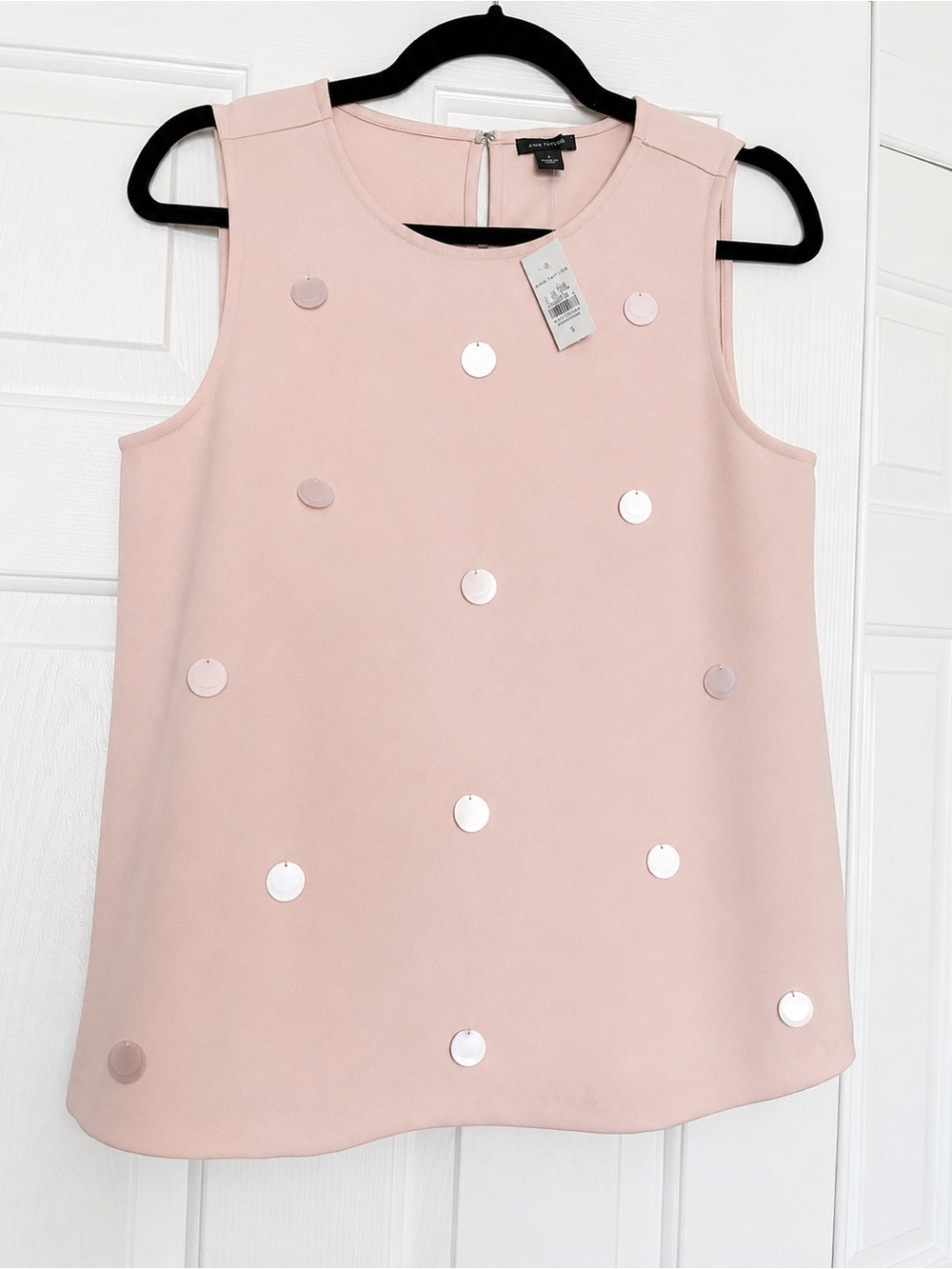 NWT Ann Taylor Blush Pink Sequin Sleeveless Blouse Size S